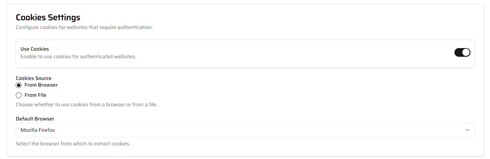 Social Saver settings: 'Use Cookies' toggle switched ON